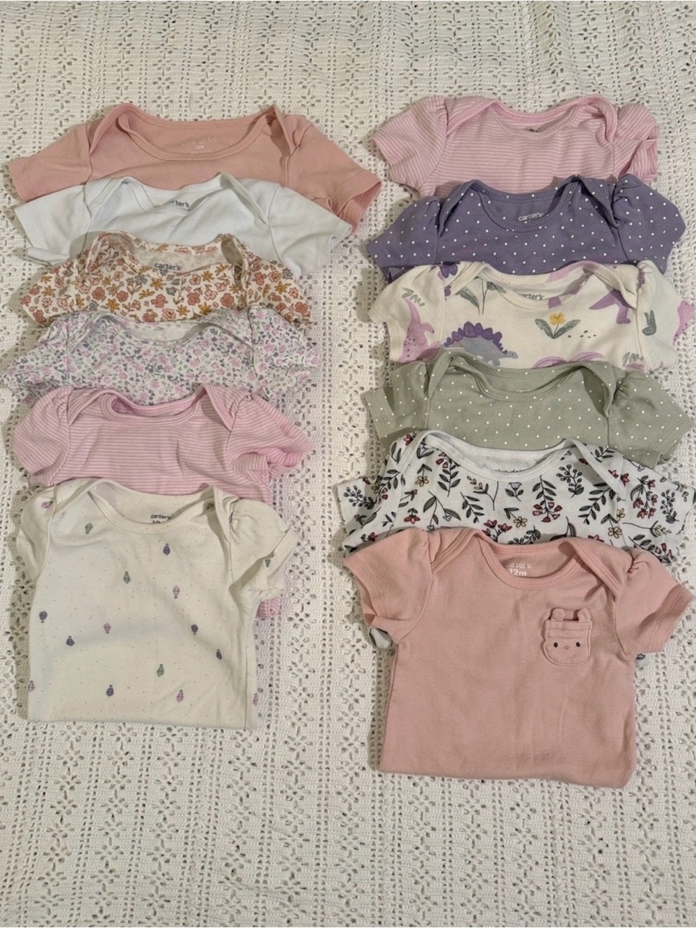 Baby Girl Onesies Bodysuits Layering Shirts 12 Months Bundle